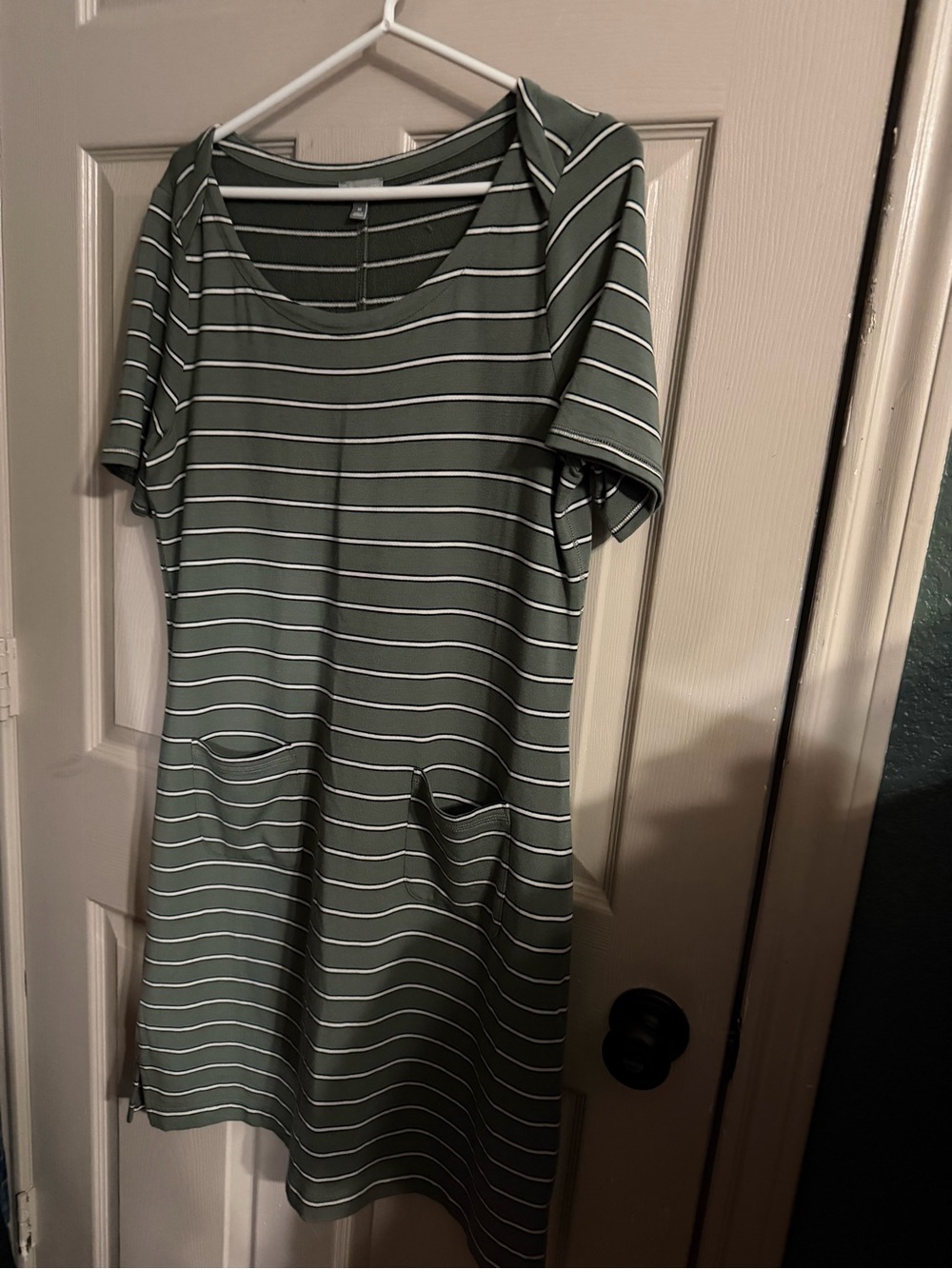 Talbots Olive Green Striped Midi Dress